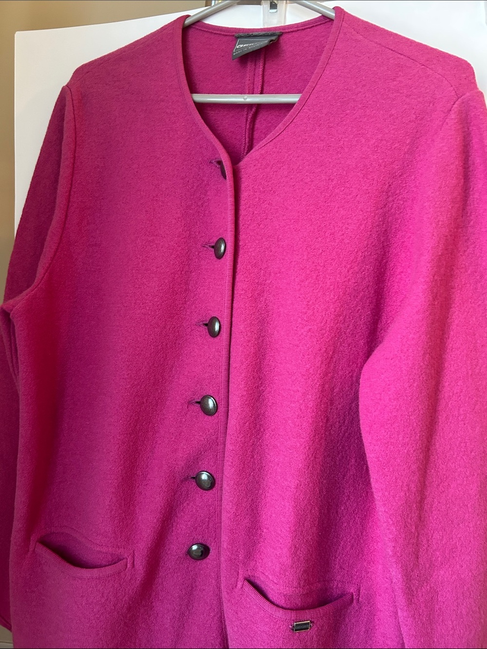 Geiger boiled wool cardigan pink size large